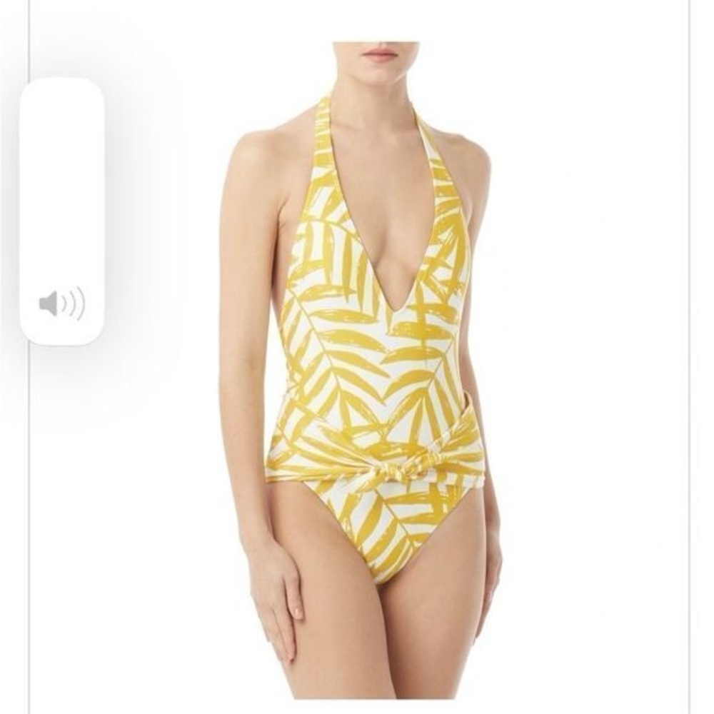 Carmen Marc Valvo V-Neck Front Tie One Piece Swimsuit Size 12